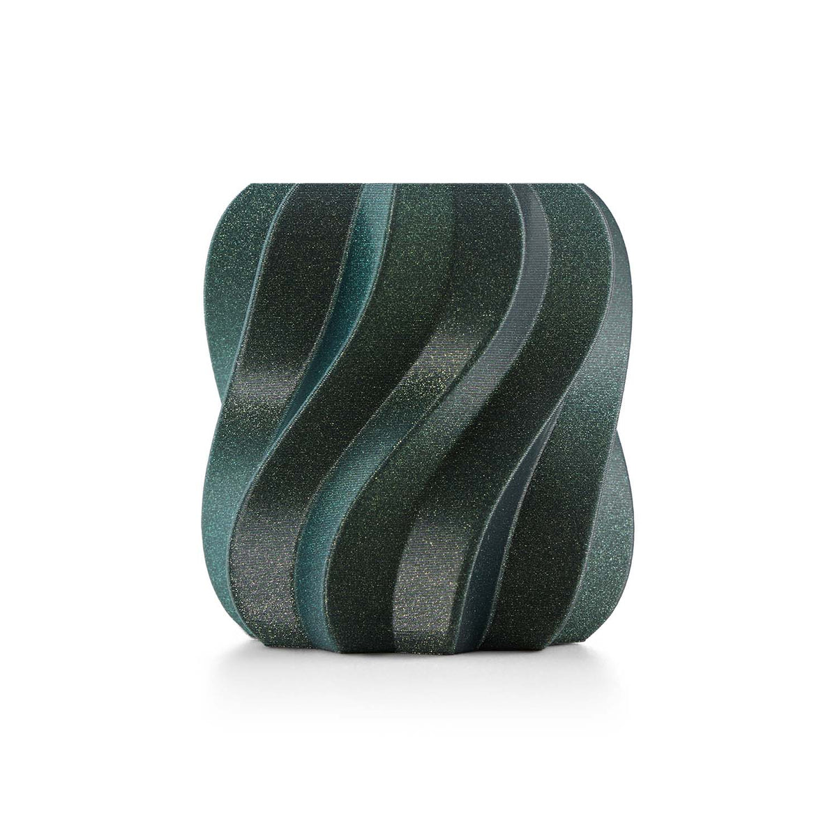 Anycubic PLA Galaxy Green filament starry finish on a 3D printed decorative vase